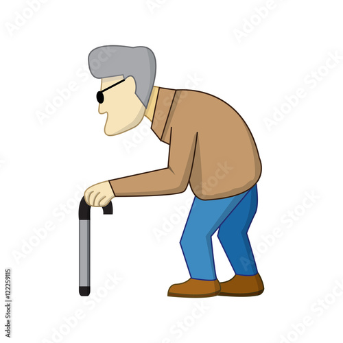 Old man in cartoon style with shadow