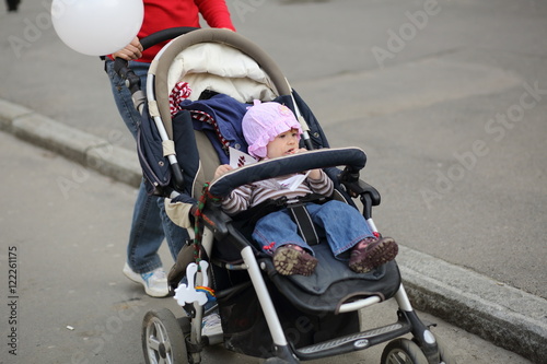 Wallpaper Mural Mother walking with baby in carriage Torontodigital.ca