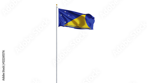 Tokelau flag waving on white background  long shot  isolated with clipping path mask alpha channel transparency
