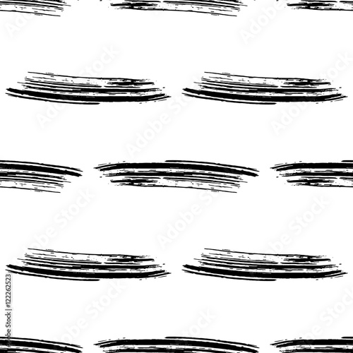 Hand drawn brush ink grunge black and white seamless textures. Vector illustration for your design