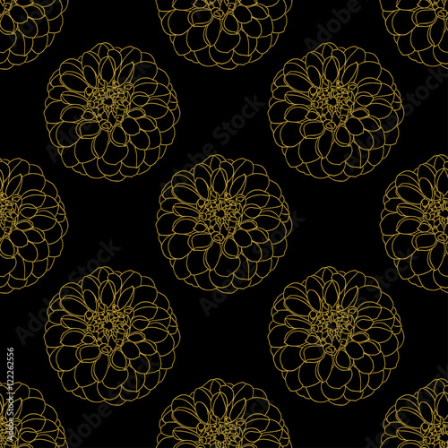 Golden peony decor seamless pattern. Vector illustration for your design