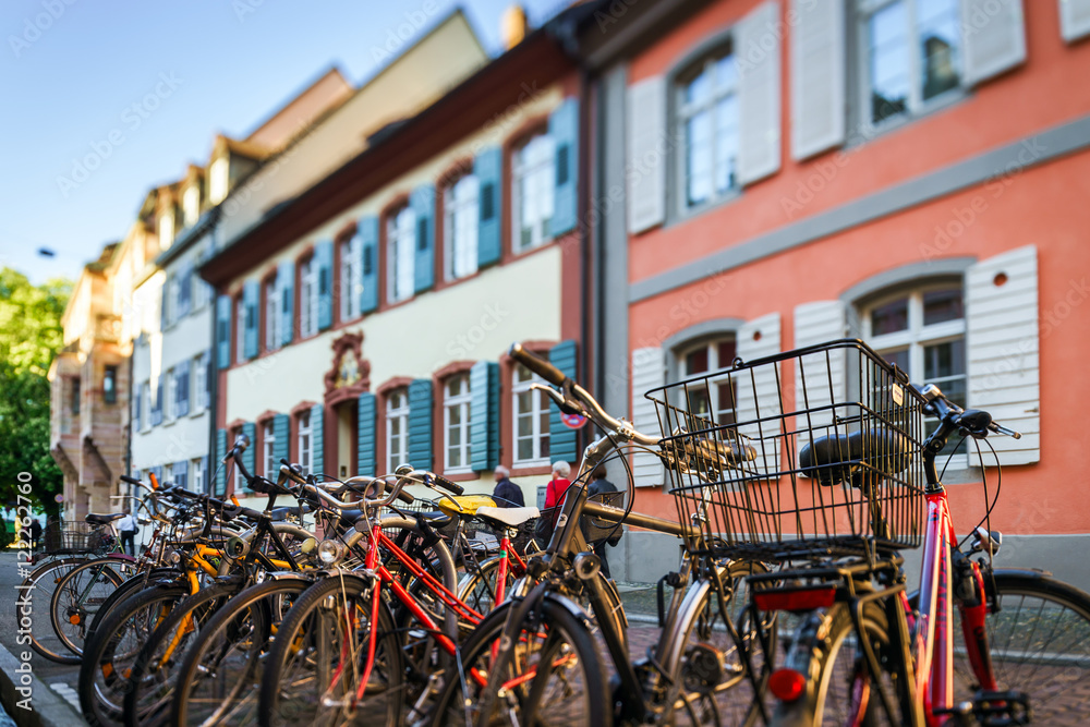 Parking of bicycles on the street, Germany