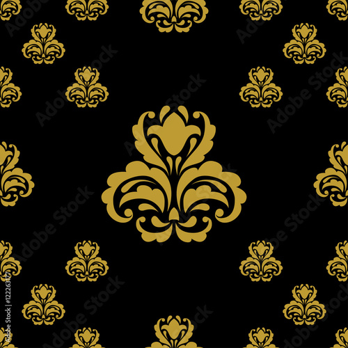 Golden vintage damask decor seamless pattern. Vector illustration for your design