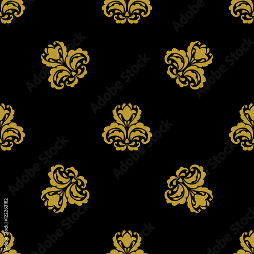 Golden vintage damask decor seamless pattern. Vector illustration for your design