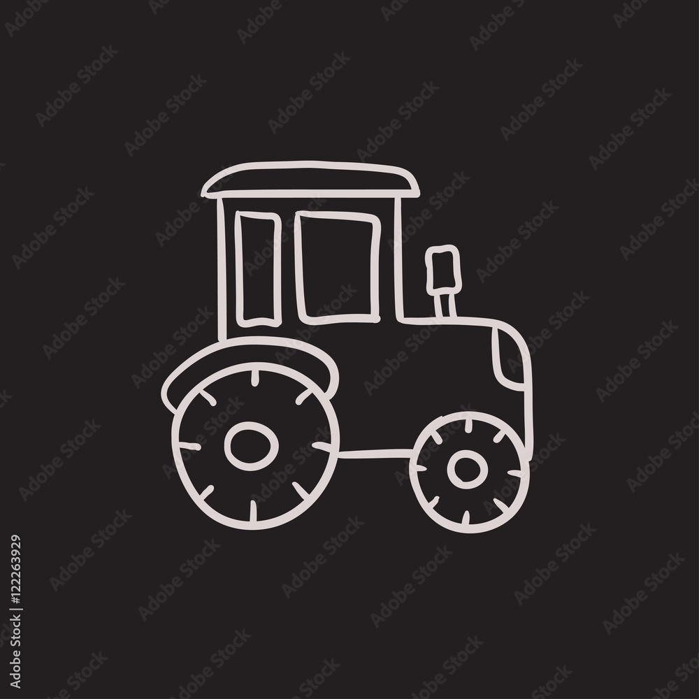 Tractor sketch icon. Tractor sketch icon.