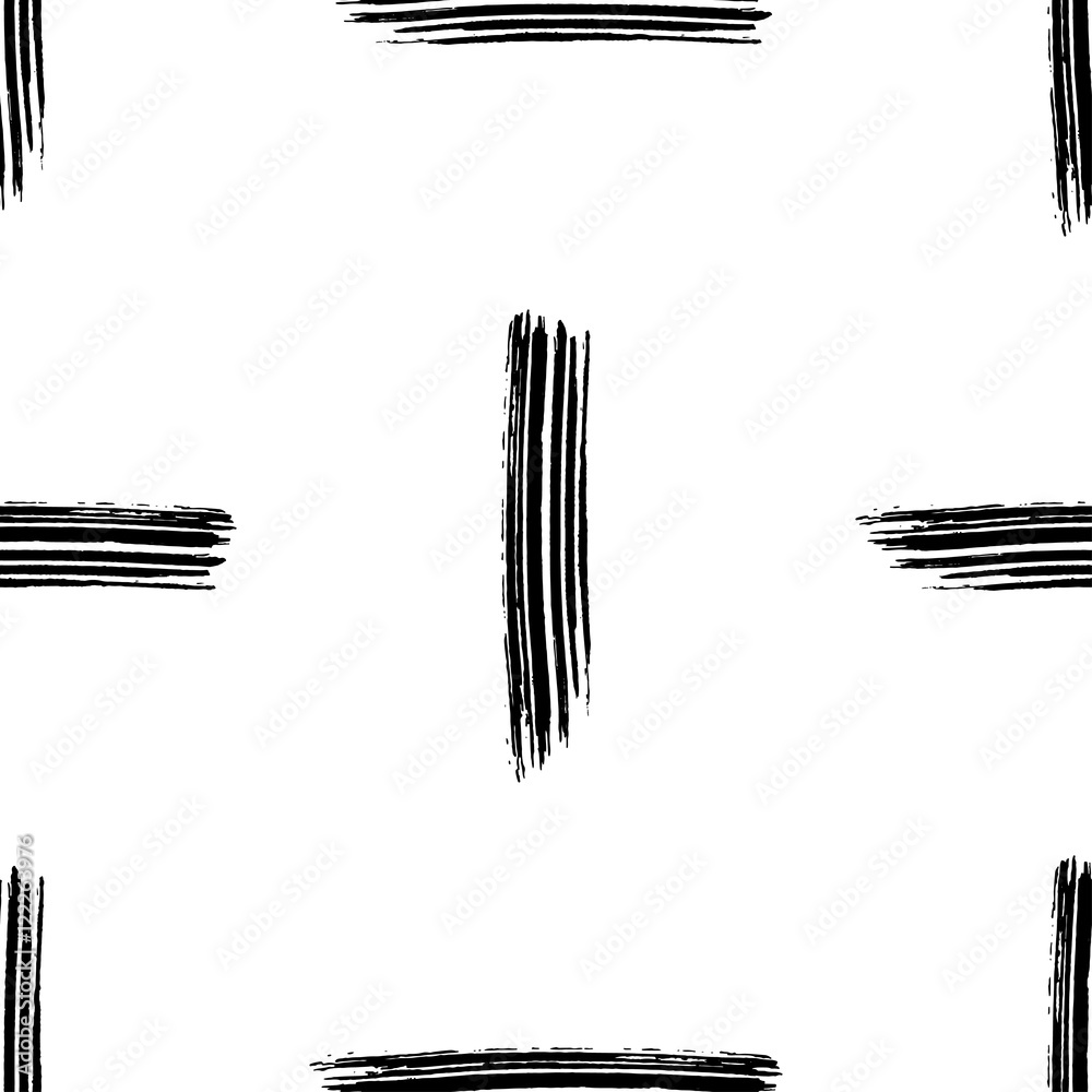 Hand drawn brush ink grunge black and white seamless textures. Vector illustration for your design Hand drawn brush ink grunge black and white seamless textures. Vector illustration for your design