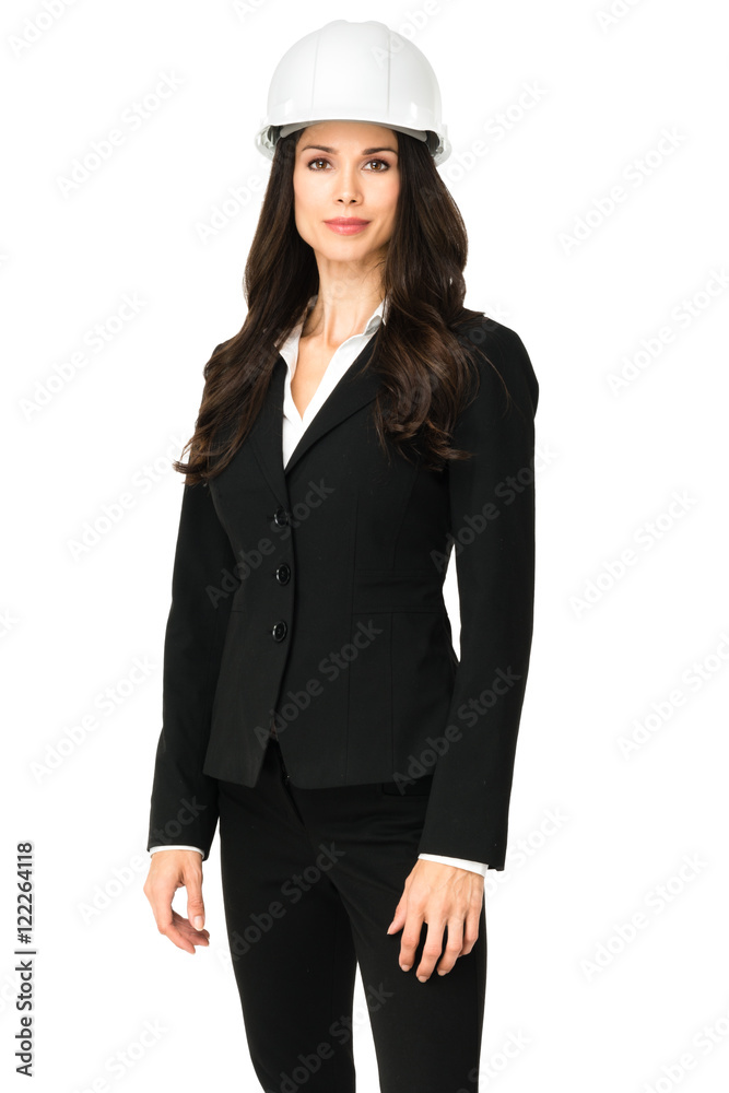 Businesswoman with Hardhat on white Businesswoman with Hardhat on white