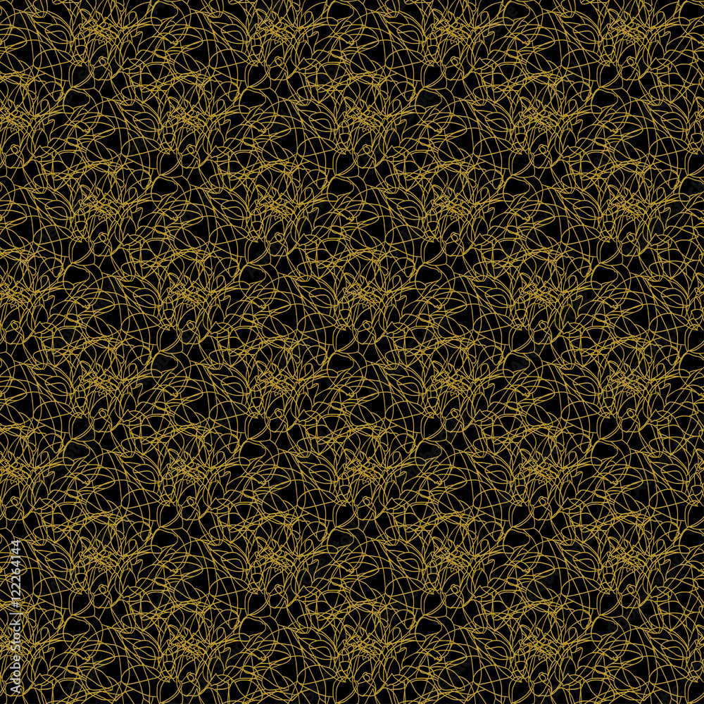 Golden peony decor seamless pattern. Vector illustration for your design Golden peony decor seamless pattern. Vector illustration for your design