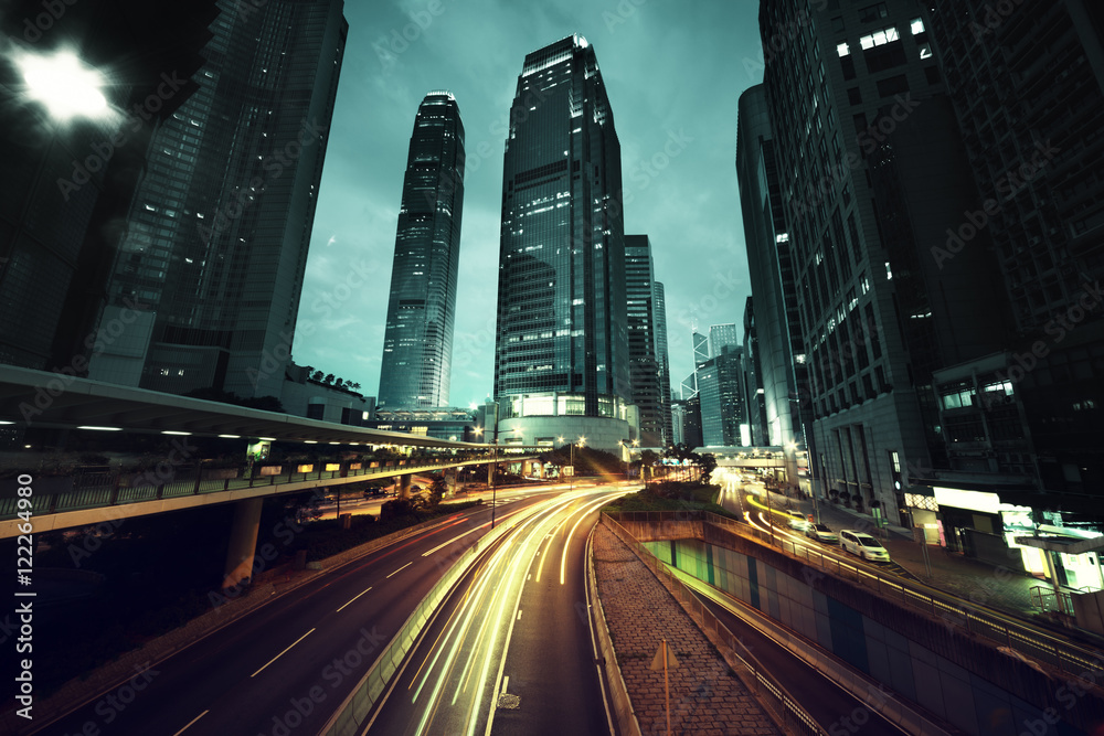 Fototapeta premium traffic in Hong Kong at sunset time