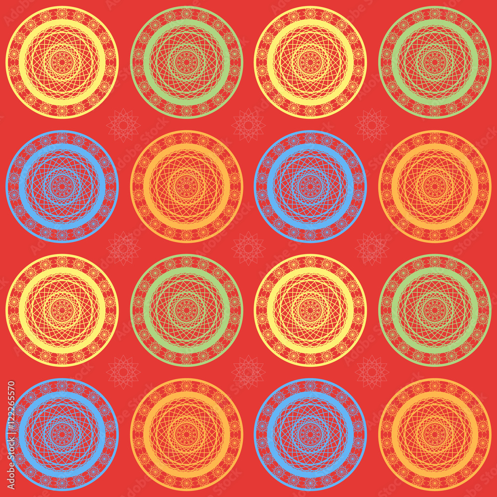 Round patterns, abstract ornaments, colored in vector