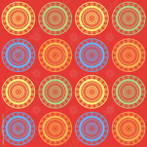 Round patterns, abstract ornaments, colored in vector