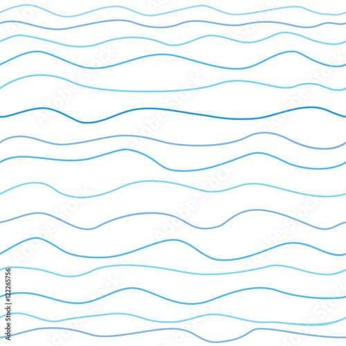 Abstract blue waved lines vector seamless pattern