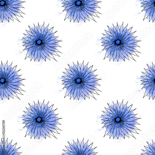flowers pattern blue