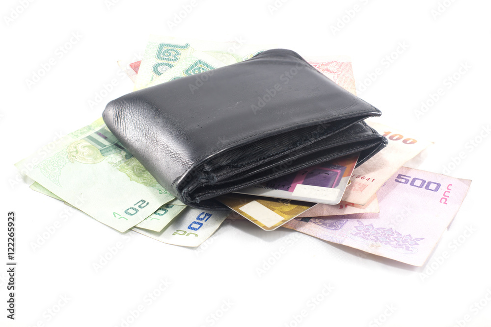 Wallet money and credit cards indicative of the financial positi Wallet money and credit cards indicative of the financial positi