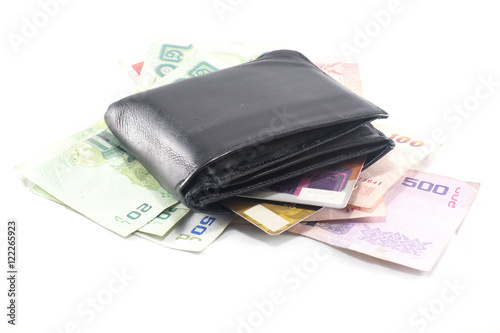 Wallet money and credit cards indicative of the financial positi