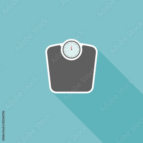 weight scale with long shadow illustration icon, flat design