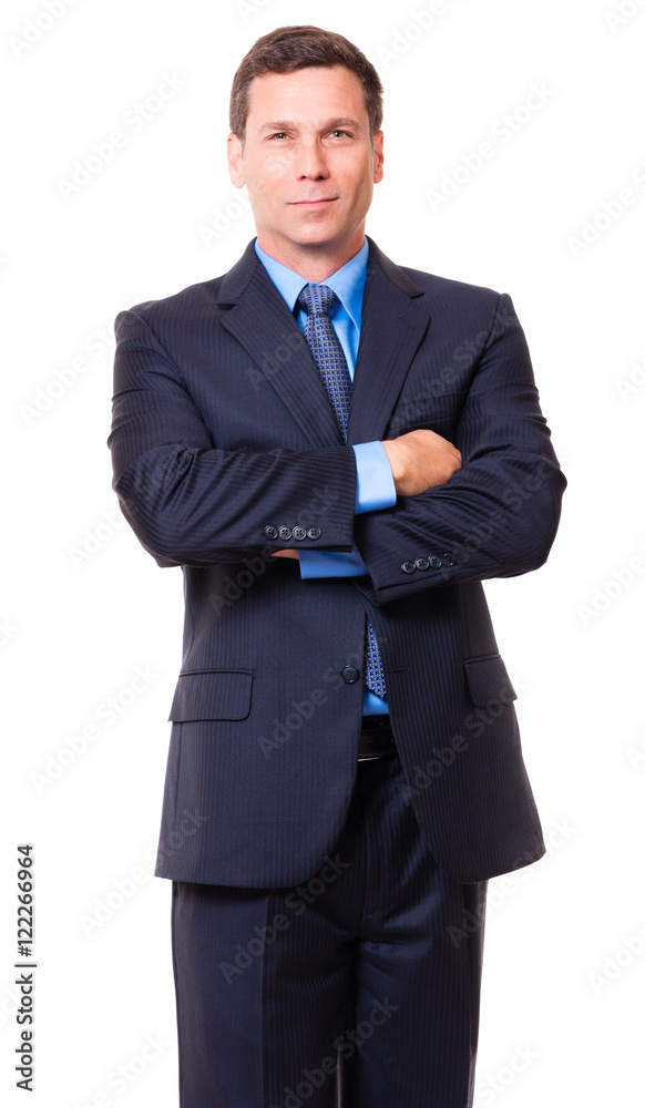 Businessman with arms crossed on White Businessman with arms crossed on White