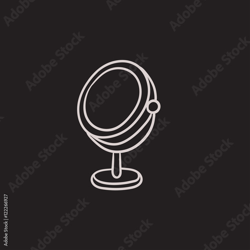 Round makeup mirror sketch icon.