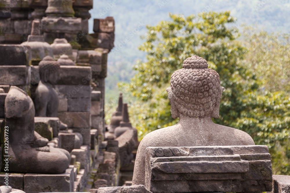 Obraz premium Ruins of the Borobudur temple complex, Java island, Indonesia