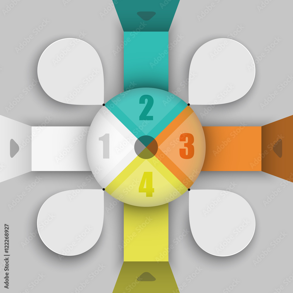 3d circular vector infographics 4 parts template for presentations and seminars
