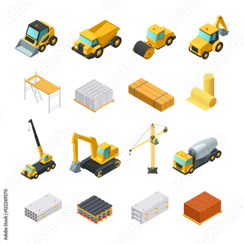 Isometric Construction Icons Set