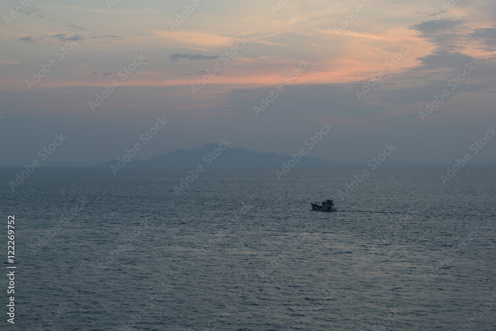 Boat on sunset