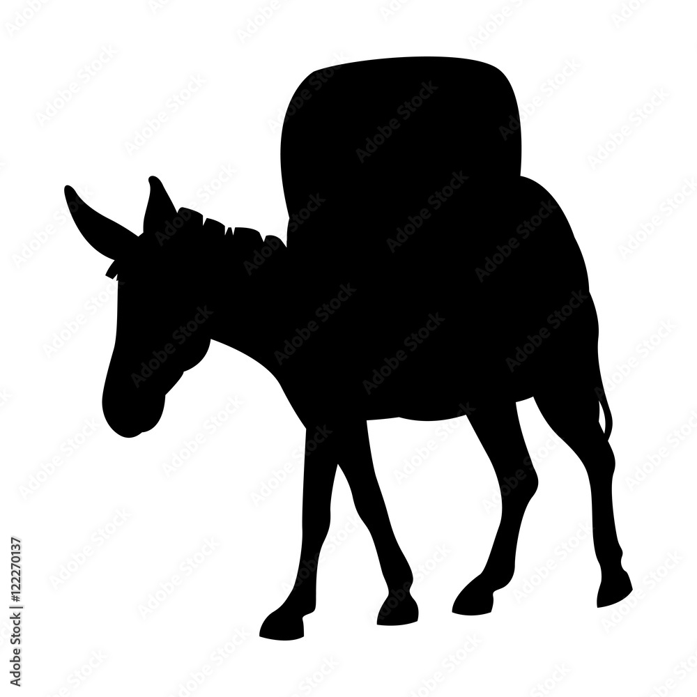 Fotografie donkey loaded with style vector illustration silhouette black