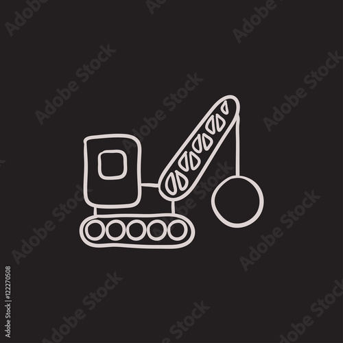 Demolition crane sketch icon.