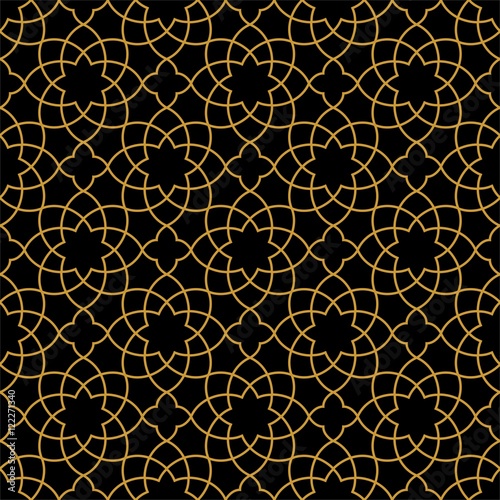 Gorgeous Seamless Arabic Pattern Design. Monochrome Gold Wallpaper or Background.