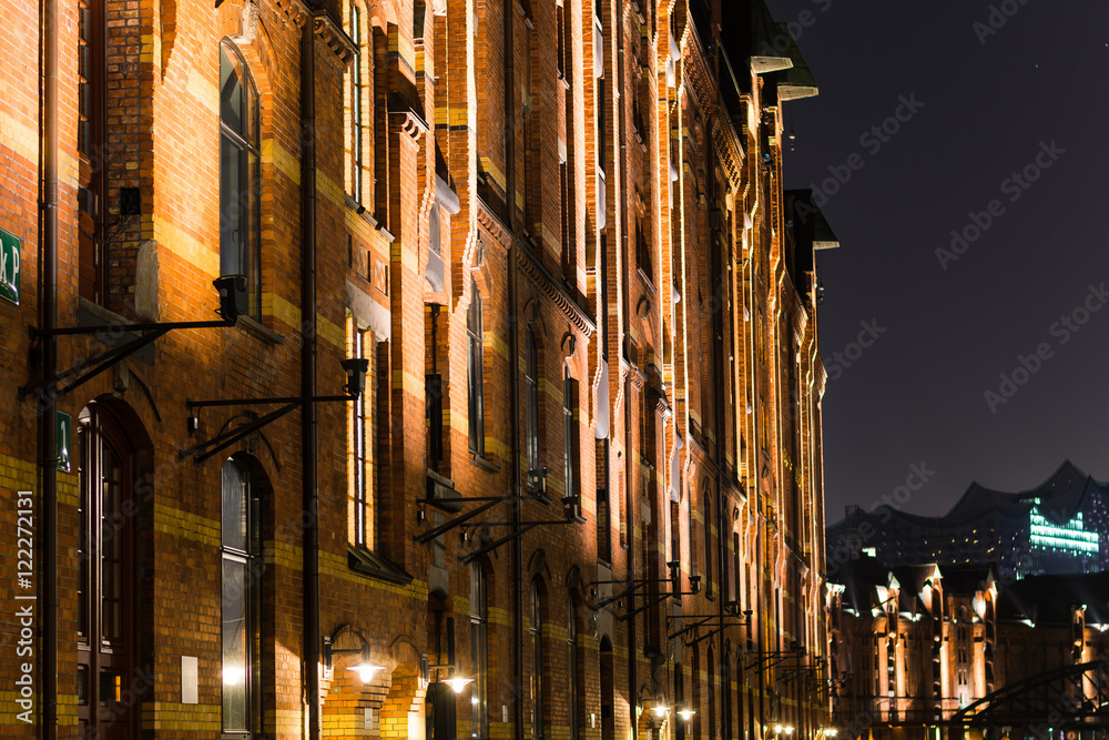 Hamburg Warehouse district (Speicherstadt) at night