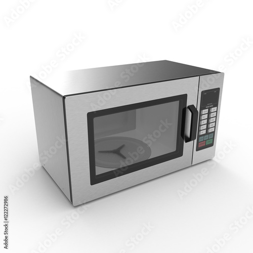 Digital microwave on an white. 3D illustration