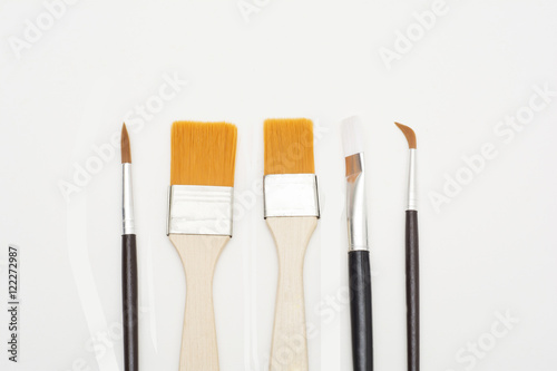 Different Painting brushes on white background