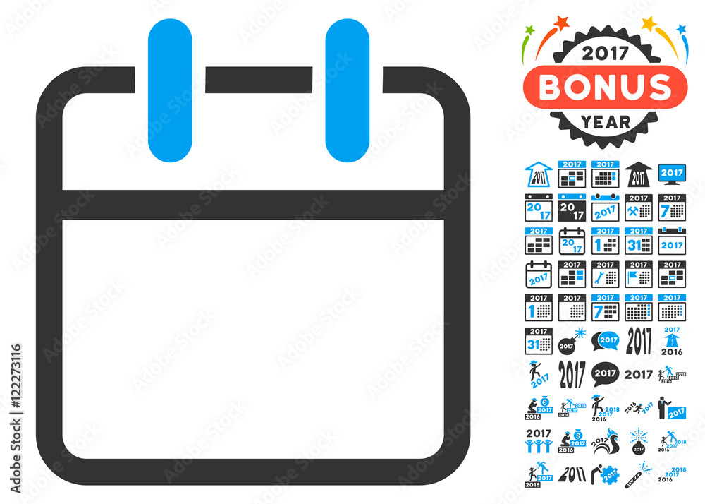 Calendar Page pictogram with bonus 2017 year pictograph collection ...
