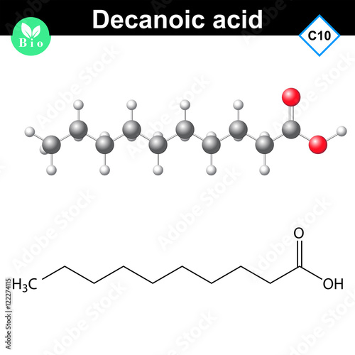 Decanoic acid atomic structure photo