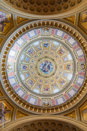 Interior of the cupola in the Roman catholic church St. Stephen s Basilica in Budapest