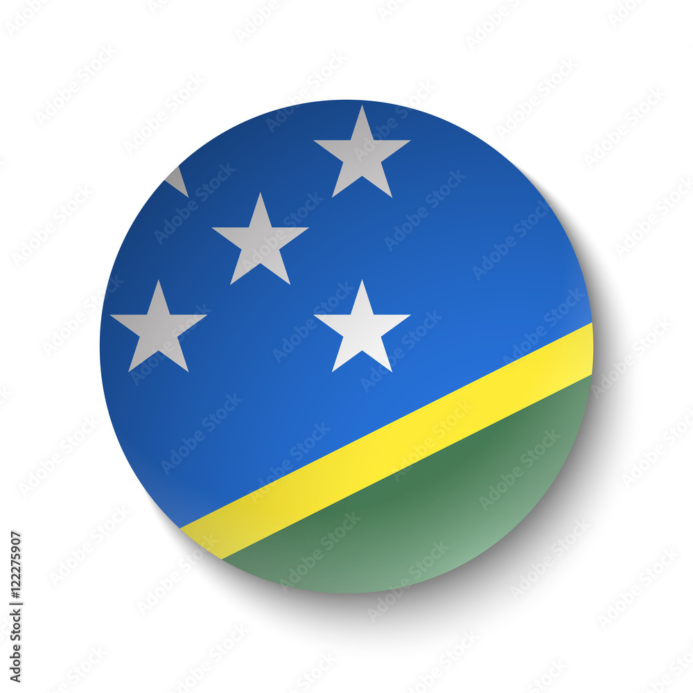 White paper circle with flag of Solomon Islands. Abstract illustration White paper circle with flag of Solomon Islands. Abstract illustration