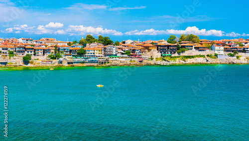 The fortress wall and old town of Sozopol. photo
