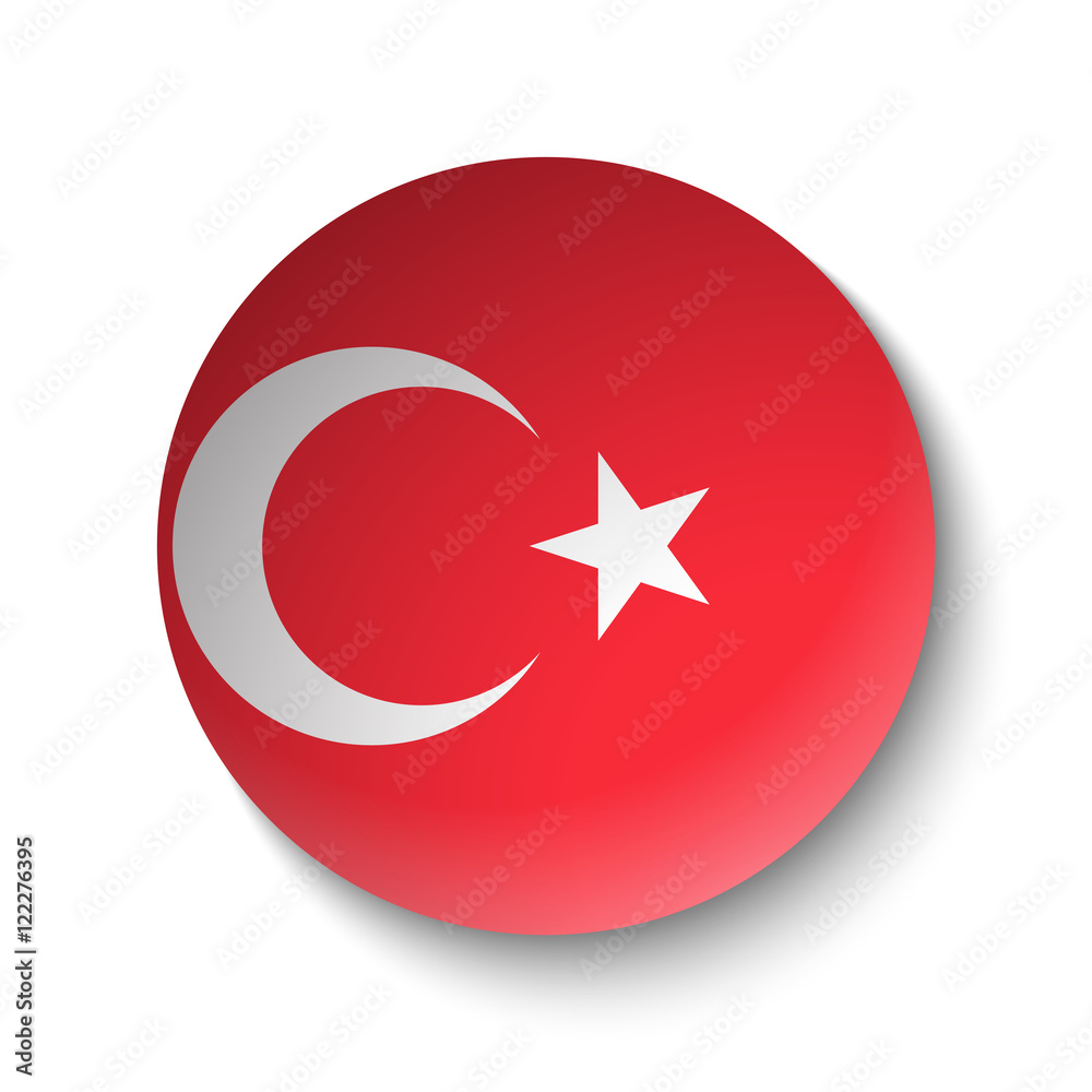 White paper circle with flag of Turkey. Abstract illustration White paper circle with flag of Turkey. Abstract illustration