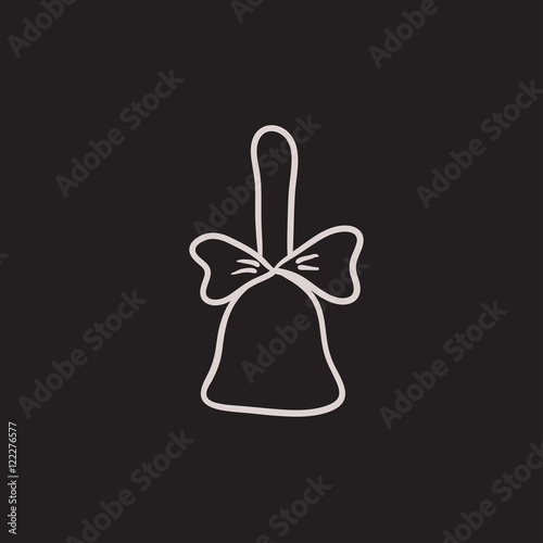 School bell with ribbon sketch icon.