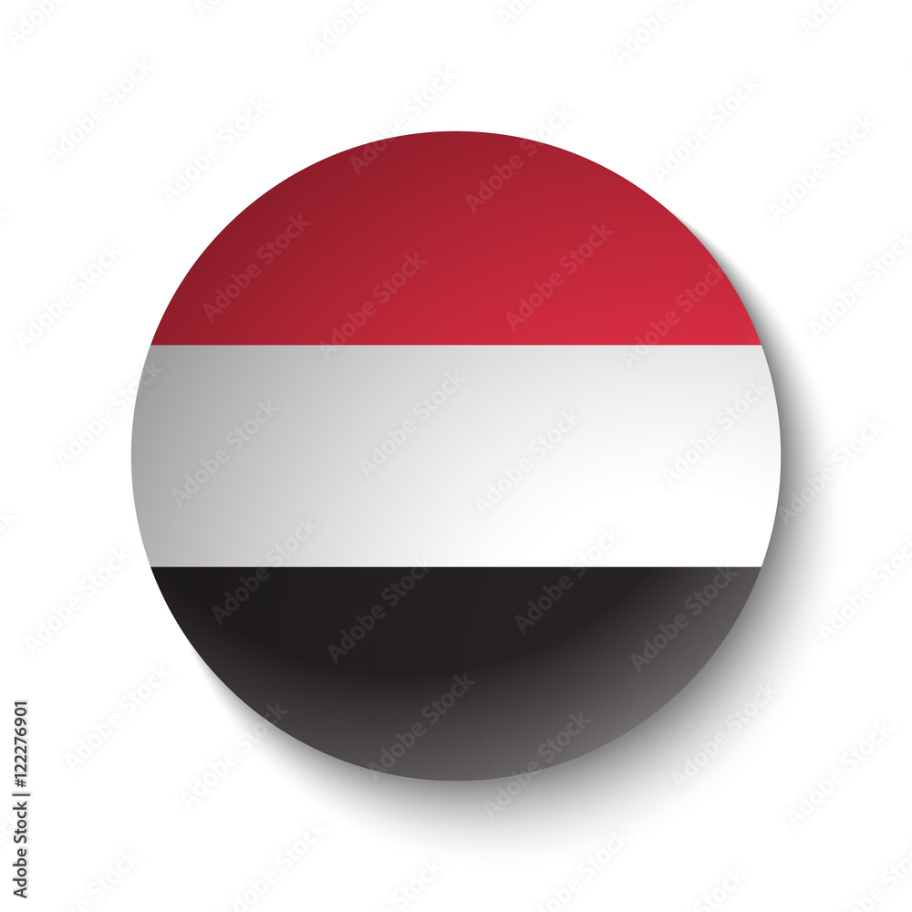 White paper circle with flag of Yemen. Abstract illustration White paper circle with flag of Yemen. Abstract illustration