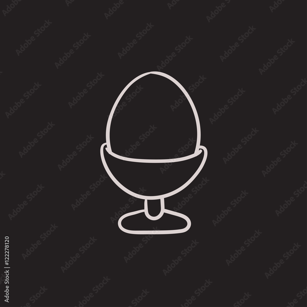 Easter egg in stand sketch icon. Easter egg in stand sketch icon.