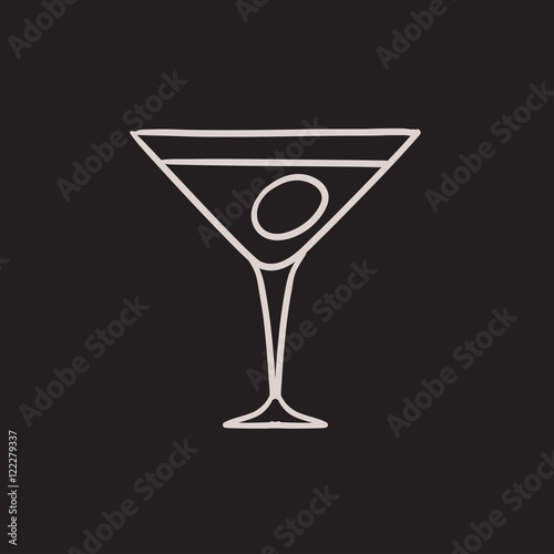 Cocktail glass sketch icon.