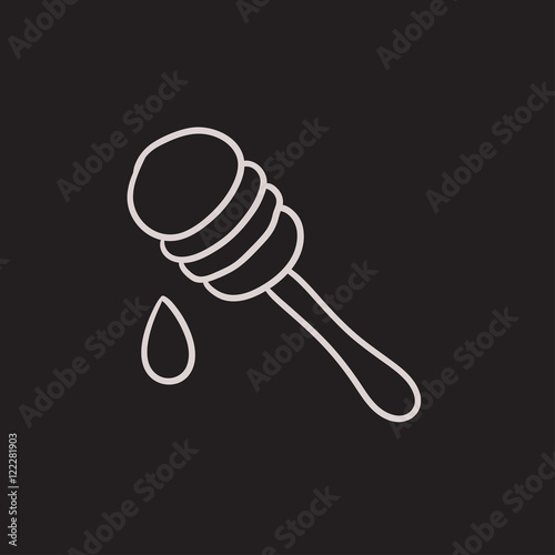 Honey dipper sketch icon.
