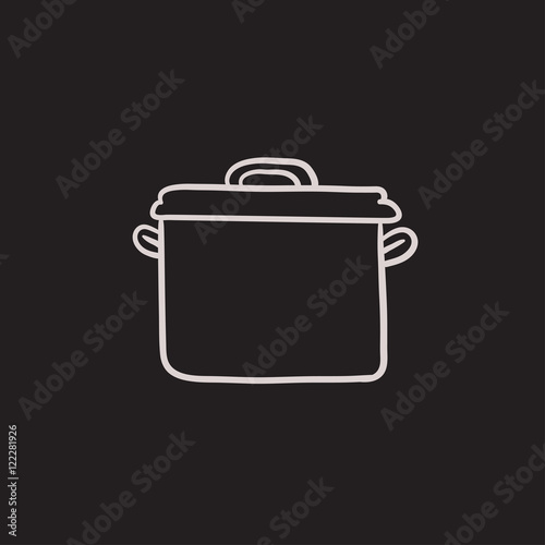 Saucepan sketch icon.