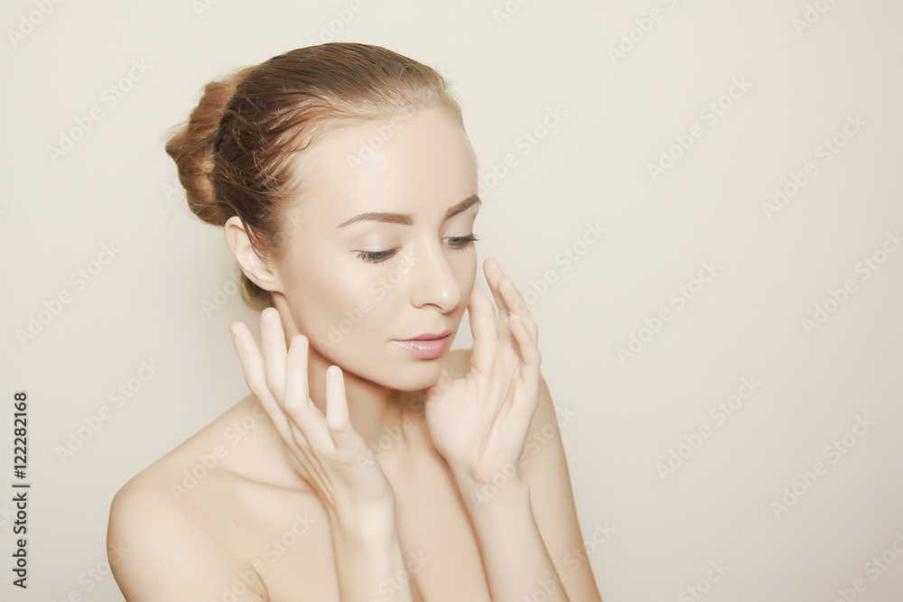 beautiful caucasian woman portrait, skin care and beauty concept beautiful caucasian woman portrait, skin care and beauty concept