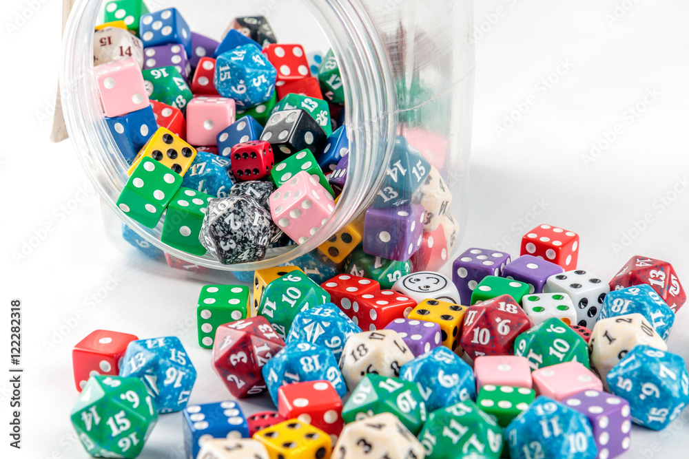 Mixed dice in a jar