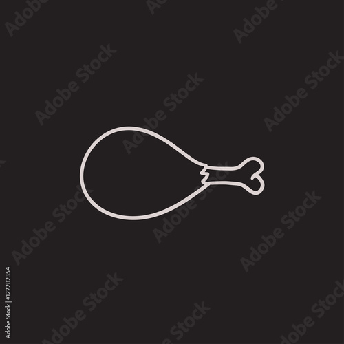 Chicken leg sketch icon.
