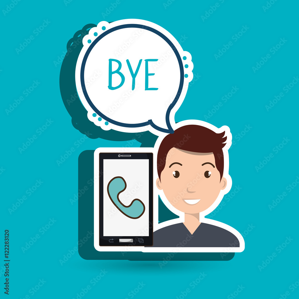 man smartphone bubble telephone vector illustration eps 10