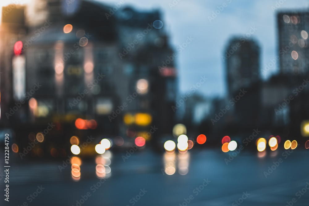Blurred evening city street lights background