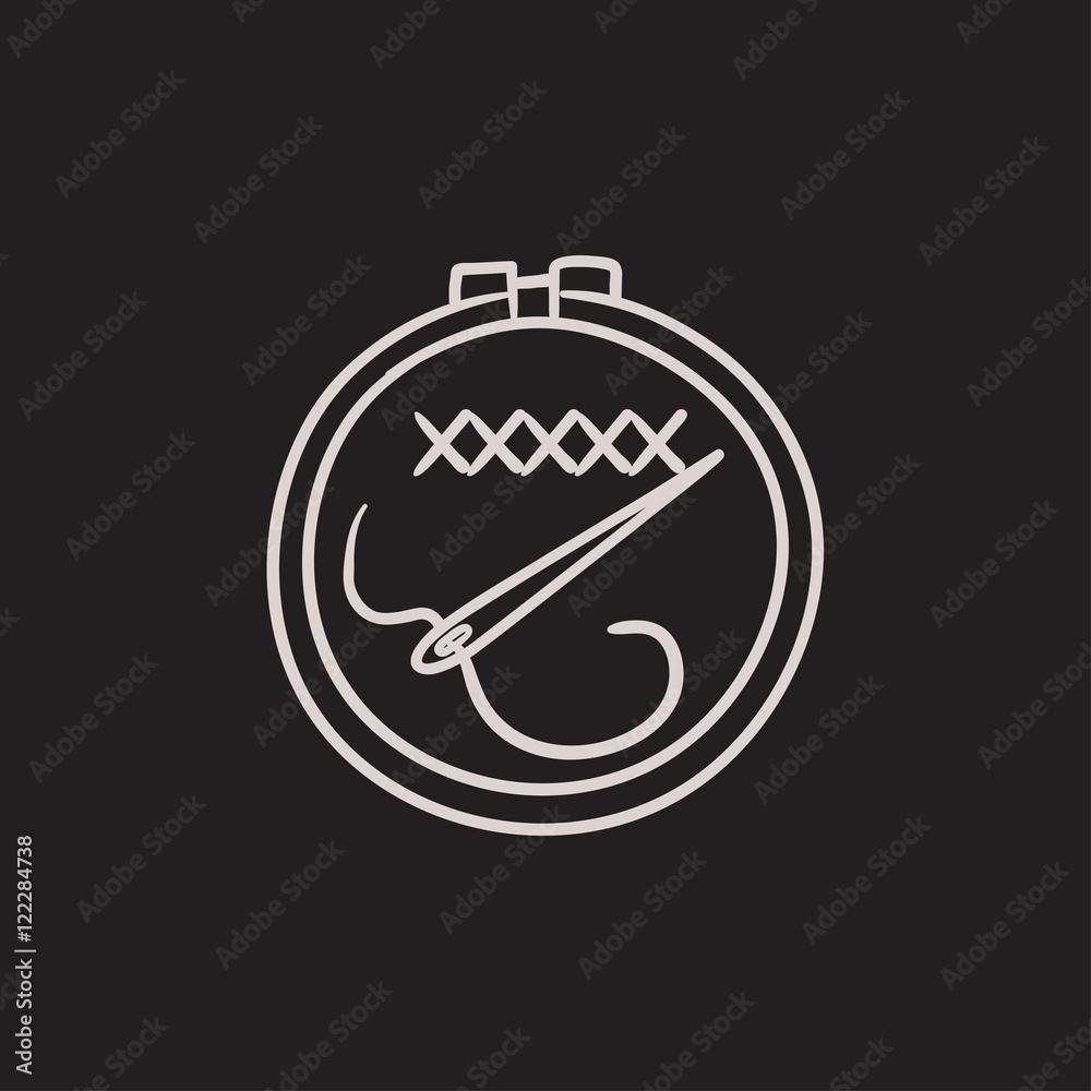 Obraz premium Embroidery sketch icon.